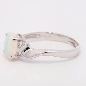 White Gold Blue Green Solid Australian Crystal Opal Engagement Ring