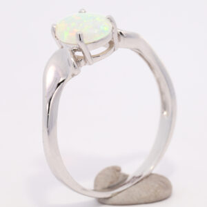 White Gold Blue Green Solid Australian Crystal Opal Engagement Ring