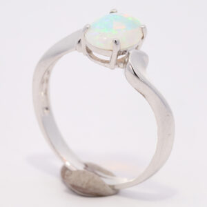 White Gold Blue Green Solid Australian Crystal Opal Engagement Ring