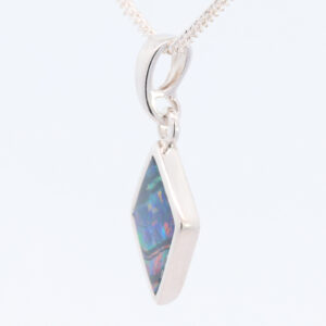 Sterling Silver Blue Green Yellow Orange Red Australian Doublet Opal Pendant Necklace