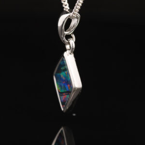 Sterling Silver Blue Green Yellow Orange Red Australian Doublet Opal Pendant Necklace