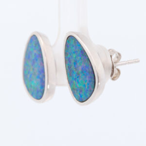 Sterling Silver Blue Green Orange Purple Australian Doublet Opal Earrings