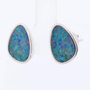 Sterling Silver Blue Green Orange Purple Australian Doublet Opal Earrings