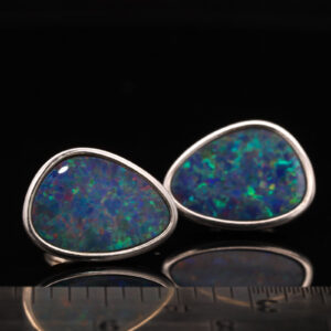 Sterling Silver Blue Green Orange Purple Australian Doublet Opal Earrings