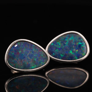 Sterling Silver Blue Green Orange Purple Australian Doublet Opal Earrings