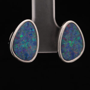 Sterling Silver Blue Green Orange Purple Australian Doublet Opal Earrings