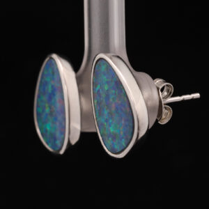 Sterling Silver Blue Green Orange Purple Australian Doublet Opal Earrings