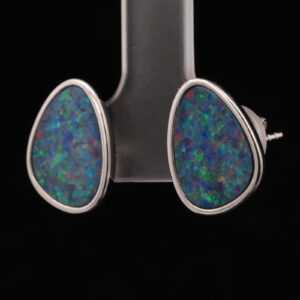 Sterling Silver Blue Green Orange Purple Australian Doublet Opal Earrings