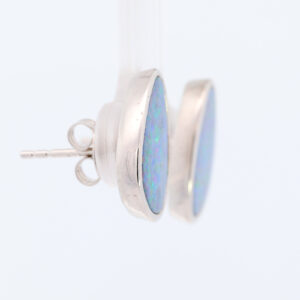 Sterling Silver Blue Green Orange Purple Australian Doublet Opal Earrings