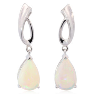 White Gold Blue Green Purple Crystal Opal Earrings
