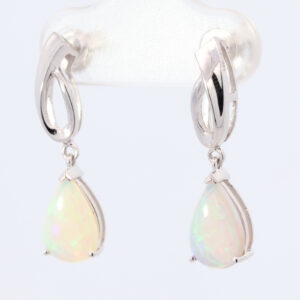 White Gold Blue Green Purple Crystal Opal Earrings