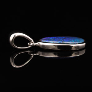 Sterling Silver Blue Green Purple Solid Australian Black Opal Pendant Necklace