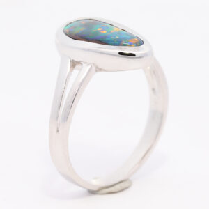 White Gold Blue Green Yellow Orange Red Solid Australian Boulder Opal Engagement Ring