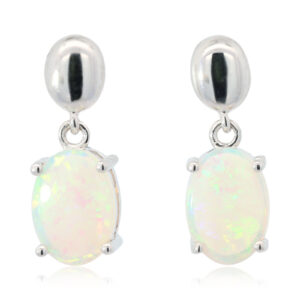 White Gold Blue Green Yellow Solid Australian Crystal Opal Drop Earrings