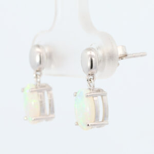 White Gold Blue Green Yellow Solid Australian Crystal Opal Drop Earrings