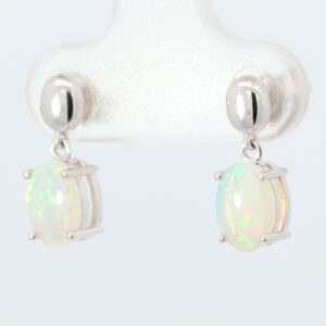 White Gold Blue Green Yellow Solid Australian Crystal Opal Drop Earrings