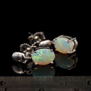 White Gold Blue Green Yellow Solid Australian Crystal Opal Drop Earrings