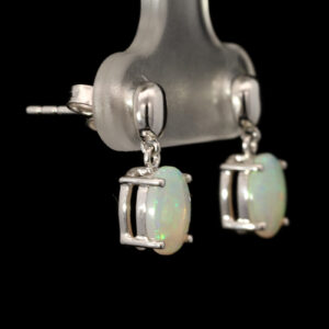 White Gold Blue Green Yellow Solid Australian Crystal Opal Drop Earrings