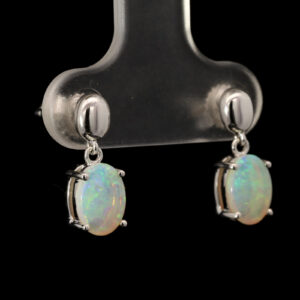 White Gold Blue Green Yellow Solid Australian Crystal Opal Drop Earrings