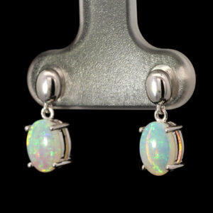 White Gold Blue Green Yellow Solid Australian Crystal Opal Drop Earrings