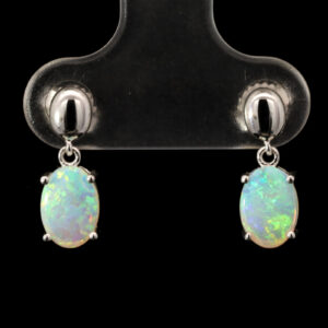 White Gold Blue Green Yellow Solid Australian Crystal Opal Drop Earrings