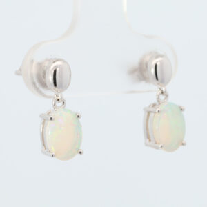 White Gold Blue Green Yellow Solid Australian Crystal Opal Drop Earrings