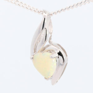 White Gold Blue Green Yellow Orange Solid Australian Crystal Opal Pendant Necklace