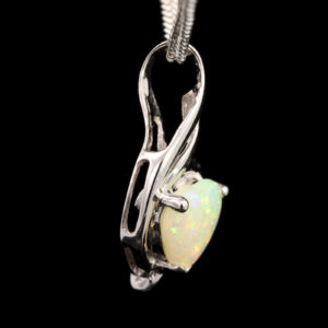 White Gold Blue Green Yellow Orange Solid Australian Crystal Opal Pendant Necklace