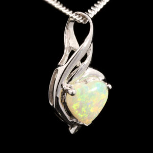 White Gold Blue Green Yellow Orange Solid Australian Crystal Opal Pendant Necklace