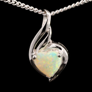 White Gold Blue Green Yellow Orange Solid Australian Crystal Opal Pendant Necklace