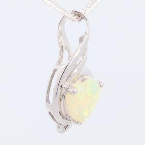 White Gold Blue Green Yellow Orange Solid Australian Crystal Opal Pendant Necklace