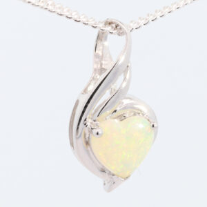 White Gold Blue Green Yellow Orange Solid Australian Crystal Opal Pendant Necklace