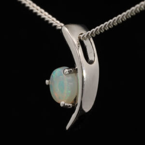 Blue Green White Gold Solid Australian Crystal Opal Pendant Necklace