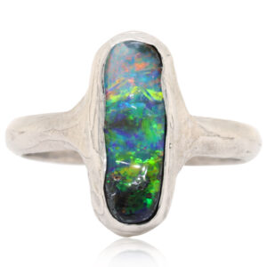 Sterling Silver Blue Green Yellow Orange Pink Solid Australian Boulder Opal Ring