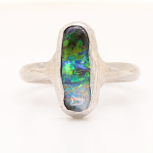 Sterling Silver Blue Green Yellow Orange Pink Solid Australian Boulder Opal Ring