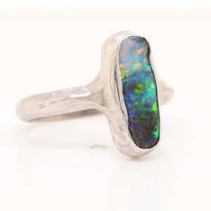 Sterling Silver Blue Green Yellow Orange Pink Solid Australian Boulder Opal Ring