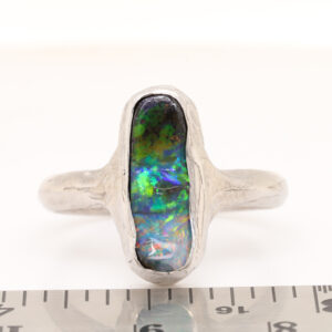 Sterling Silver Blue Green Yellow Orange Pink Solid Australian Boulder Opal Ring