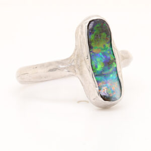 Sterling Silver Blue Green Yellow Orange Pink Solid Australian Boulder Opal Ring