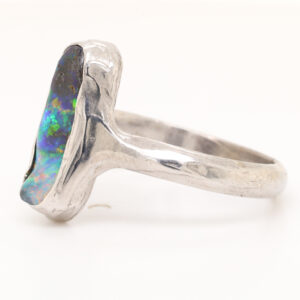 Sterling Silver Blue Green Yellow Orange Pink Solid Australian Boulder Opal Ring