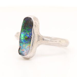 Sterling Silver Blue Green Yellow Orange Pink Solid Australian Boulder Opal Ring