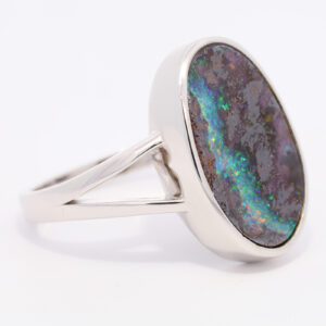 Sterling Silver Blue Green Yellow Orange Red Solid Australian Boulder Opal Ring