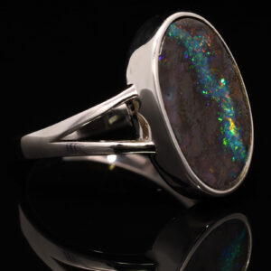 Sterling Silver Blue Green Yellow Orange Red Solid Australian Boulder Opal Ring