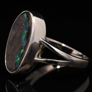 Sterling Silver Blue Green Yellow Orange Red Solid Australian Boulder Opal Ring