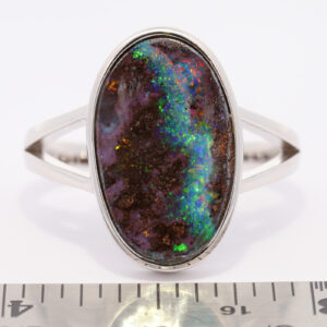 Sterling Silver Blue Green Yellow Orange Red Solid Australian Boulder Opal Ring