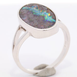 Sterling Silver Blue Green Yellow Orange Red Solid Australian Boulder Opal Ring