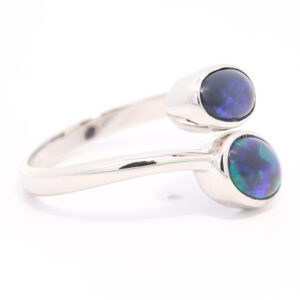 Sterling Silver Blue Green Purple Solid Australian Black Opal Ring