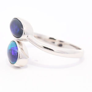 Sterling Silver Blue Green Purple Solid Australian Black Opal Ring