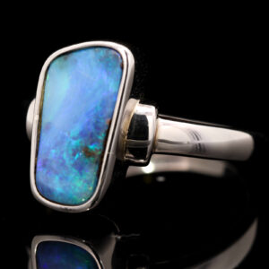 Sterling Silver Blue Green Purple Solid Australian Boulder Opal Ring