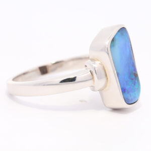 Sterling Silver Blue Green Purple Solid Australian Boulder Opal Ring