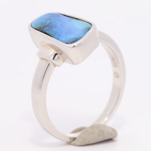 Sterling Silver Blue Green Purple Solid Australian Boulder Opal Ring